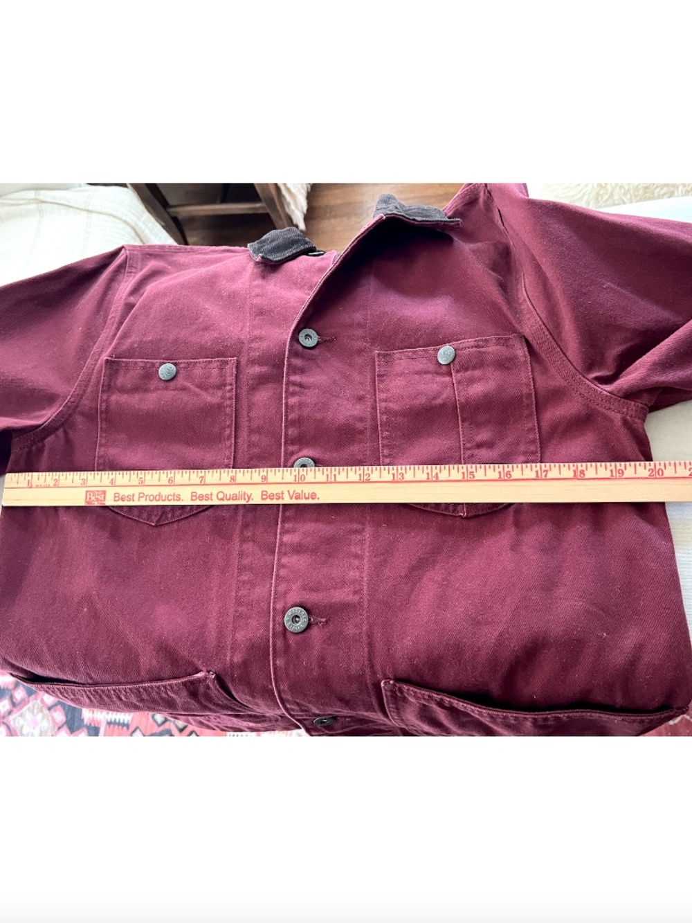 J. CREW WALLACE & BARNES Lightweight Twill Chore Jacket in Burgundy - S - Picture 7 of 9